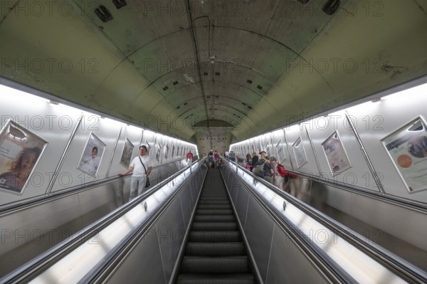 Escalators in the underground, Munich, Bavaria, Germany