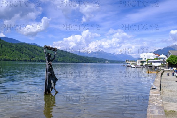 Statue of St Domitian by Giorgio Igne in Lake Millstatt, Millstadt, Carinthia, Austria