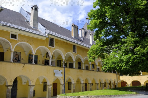Inner courtyard, Arkadenhof, Millstatt Abbey, Millstatt, Lake Millstatt, Carinthia, Austria