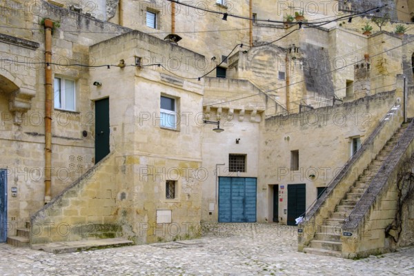 Cave settlement, cave dwellings, houses, Sassi, Matera, Unesco World Heritage Site, Basilicata, Italy