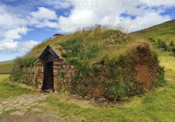 Eiríksstadir, Viking-era longhouse, where the explorer of America Leifur Eiríksson was born, Haukadlur, West Iceland, Iceland