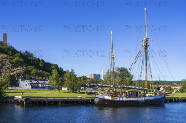The ketch TS BRITTA is moored at the quay in the guest harbour of Uddevalla, Bohuslän, Västra Götalands län, Sweden