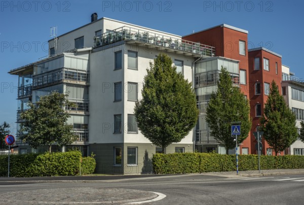 Modern apartment building built in 2020 in Ystad, Skåne County, Sweden, Scandinavia