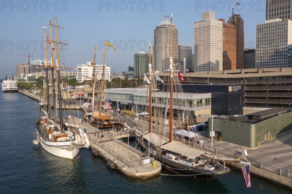 Detroit, Michigan - 9 August 2025 - Four schooners visit Detroit for the Sail Detroit Festival