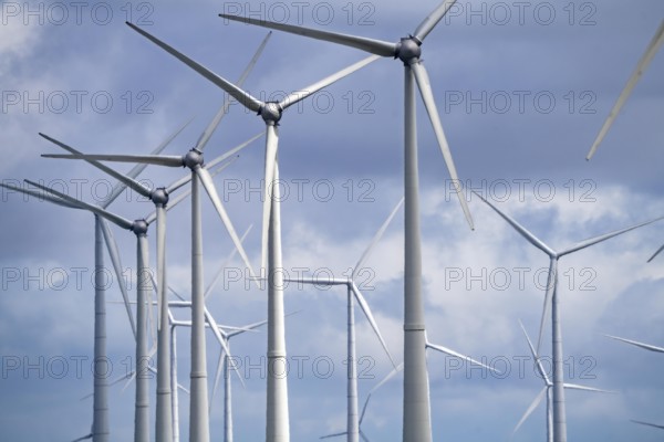 Wind turbines of a wind farm near Eemshaven, Netherlands