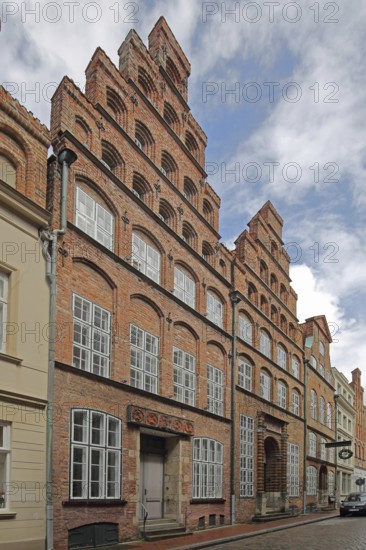 Historic Schabbelhaus built in the 18th century with stepped gable, brick building, Mengstraße, Old Town, Lübeck, Schleswig-Holstein, Germany