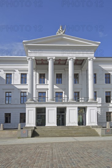 Portal with columns on the classical government building, state chancellery, college building, white palace, Schwerin, Mecklenburg-Vorpommern, Germany