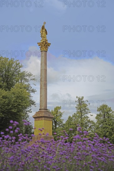 Victory Column with figure, war memorial to the Franco-Prussian War of 1870-71, Old Garden, Schwerin, Mecklenburg-Western Pomerania, Germany