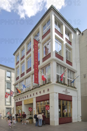 Niederegger, sale and production of Lübeck marzipan, inscription, tourism, confectionery, company, manufacturing, production, marketing, shop, old town, Lübeck, Schleswig-Holstein, Germany