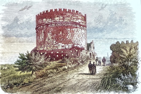 Tomb of Caecilia Metella, Tomba di Cecilia Metella, funerary monument on the Via Appia Antica in Rome, Italy