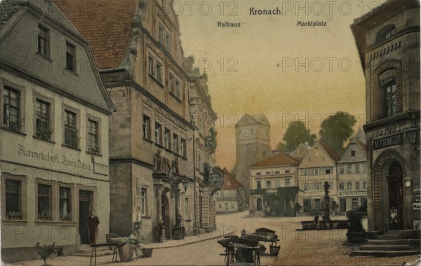 Picture postcard of Kronach, around 1900, Upper Franconia, Bavaria, Germany, digitally enhanced reproduction from a 19th century original, coloured, historical, exact date unknown