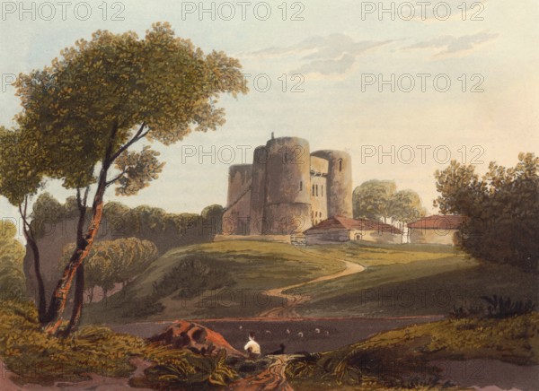 Saltwood Castle, castle in the village of Saltwood, two kilometres north of Hythe, Kent, England, c. 1850, after a painting by Theodore Henry Adolphus Fielding, digitally enhanced reproduction, historical, exact date unknown