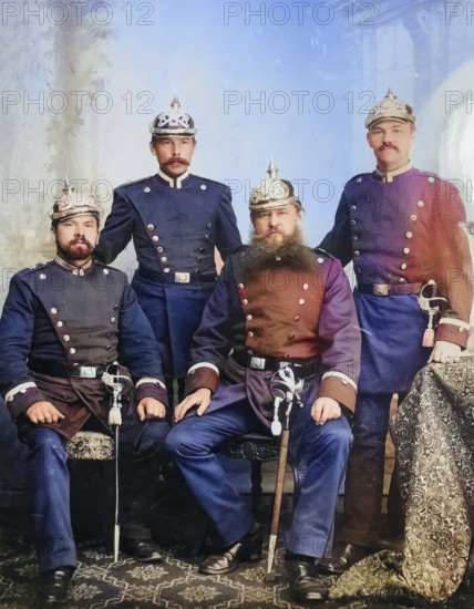 The town police of Kronach in 1900, Upper Franconia, Bavaria, Germany, digitally enhanced reproduction from a 19th century original, coloured, historical, exact date unknown