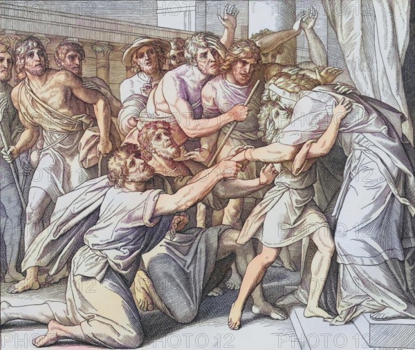 Biblical story, Joseph introduces himself to his brothers, digitally enhanced reproduction of a wood engraving by Julius Schnorr von Carolsfeld, historical, around 1860, exact date unknown