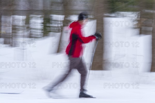 Person skiing, Slow motion image, City of Montreal, Province of Quebec, Canada, North America