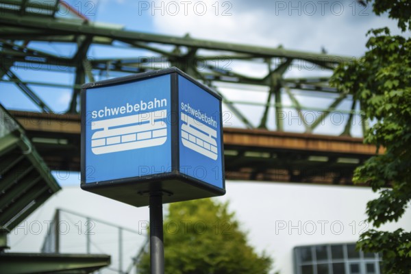 Indication of a suspension railway stop, Wuppertal, Germany