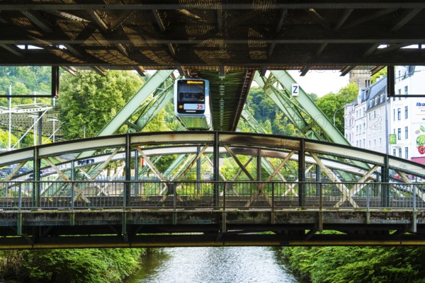 The Wuppertal suspension railway near the Zoo Stadion stop, Wuppertal, Germany