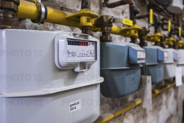 Gas meter in a cellar in Wuppertal, Germany, digitally reworked