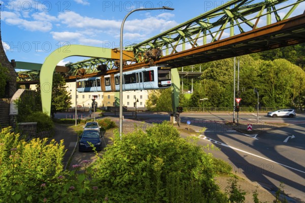 The Wuppertal suspension railway near the Zoo Stadion stop, Wuppertal, Germany, digitally reworked