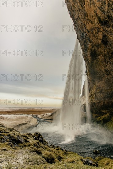 Seljalandsfoss, Waterfall in southern iceland, Winter, Mountains, Sunset, Rocks, dosh, Iceland* Seljalandsfos, Waterfall in southern iceland, Mountains, Sunset, Rocks, dosh, Iceland