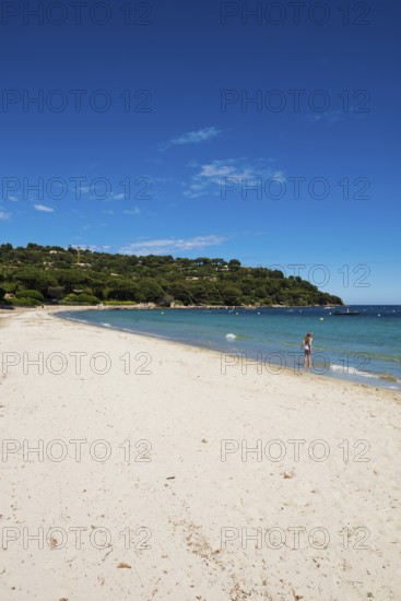 Sandy beach beach, Plage de Tahiti, Saint Tropez, Var, French Riviera, Provence-Alpes-Cote d'Azur, Cote d Azur, France