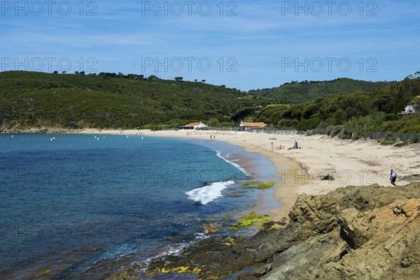 Beach, Sentier du littoral, Plage de Briande, Cap Taillat, Saint Tropez, Var, French Riviera, Provence-Alpes-Cote d'Azur, Cote d Azur, France
