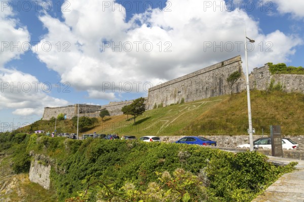Walls of historic military fortress, The Royal Citadel, city of Plymouth, Devon, England, UK