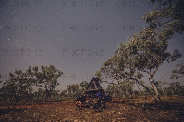 Australia Outback Landrover Camper Starry sky, Australia