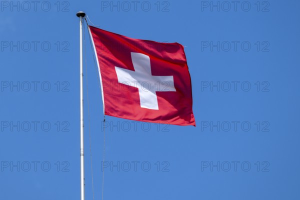 Swiss flag, Interlaken, Canton of Bern, Switzerland