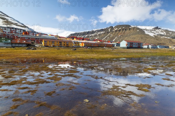 Colourful wooden houses, Longyearbyen, Spitsbergen, Svalbard