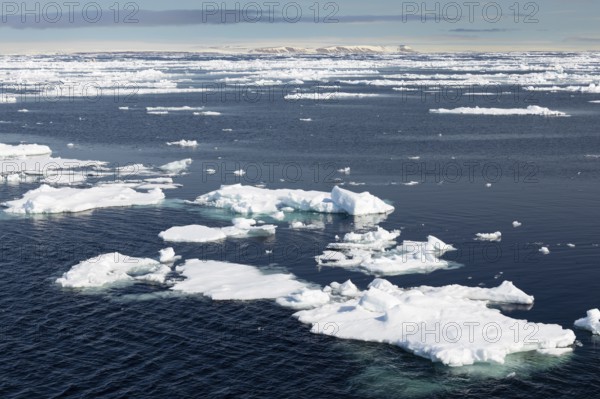 Drift ice, sea ice, sea, mountain range, snow, Faksevagen, Spitsbergen, Svalbard