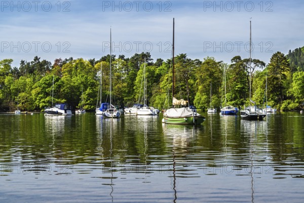 Boats on Windermere Lake, Fell Foot Park, Lake District, Cumbria, England, United Kingdom