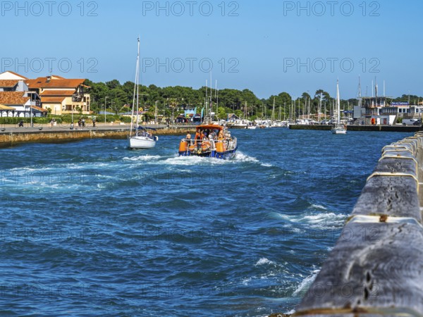 Boats on canal in Capbreton, Landes, Nouvelle-Aquitaine, France