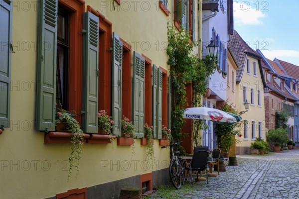 Half-timbered houses in the old town centre, Ladenburg, Rhine-Neckar district, Baden-Württemberg, Germany