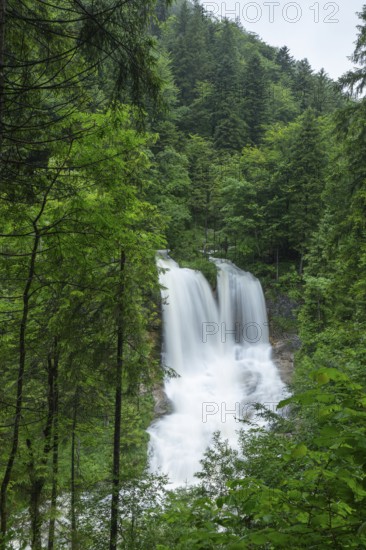 Magical waterfalls in the Weißbachtal valley near Inzell after heavy rain