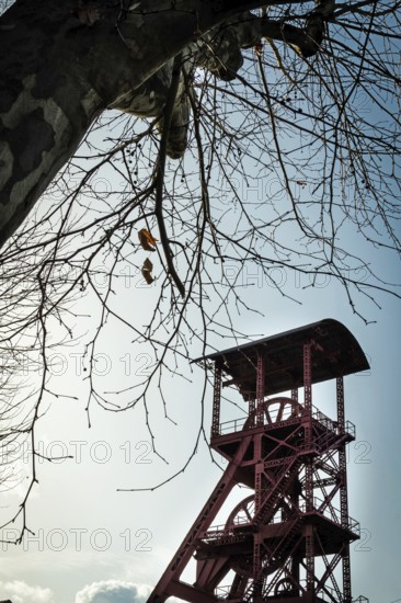 Old mine headframe at a coal mine in Bayard, Brassac les Mines, Puy de Dome, Auvergne, France