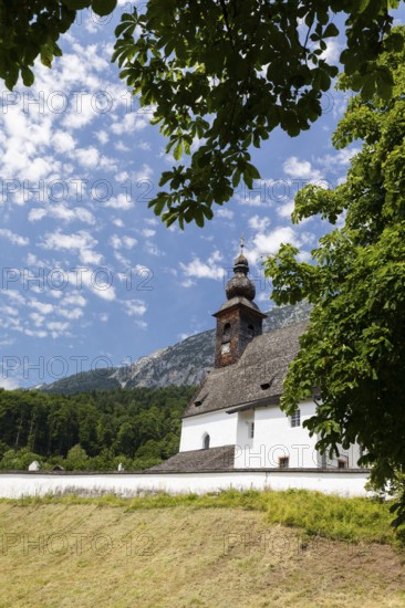 St George's Church in Nonn, Bad Reichenhall. Blue and white sky with a few clouds