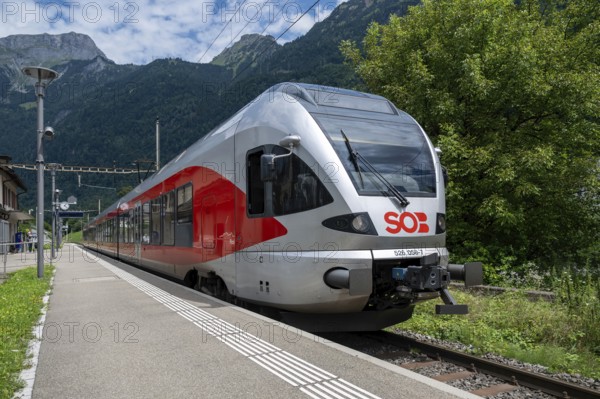 SOB passenger train, Schweizerische Südostbahn, Glarus, Switzerland