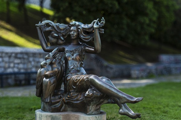 Bosorka, witch, statue at the castle in Bratislava, Slovakia