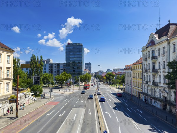Multi-lane road in the city centre of Bratislava, Slovakia
