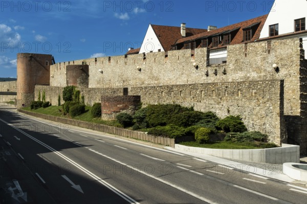Part of the medieval city wall, Mestské hradby, in Bratislava, Slovakia