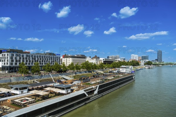 View of the banks of the Danube and the Bratislava skyline from the Bridge of the Slovak National Uprising, Slovakia
