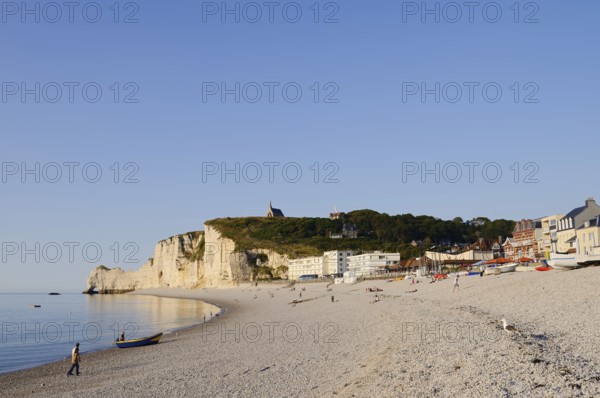 Beach and cliffs, Etretat, Alabaster Coast, Seine-Maritime, Normandy, France