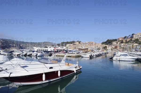 Boats in the harbour, Port De Soller, Majorca, Balearic Islands, Spain
