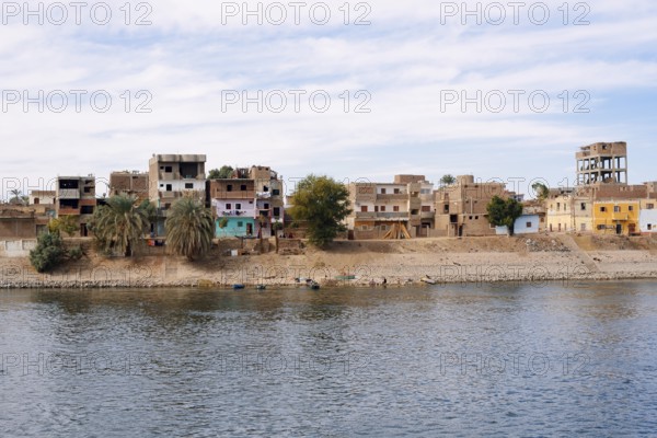Houses on the banks of the Nile near Esna, Egypt