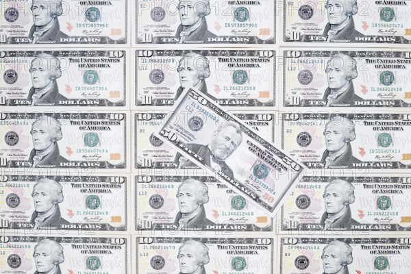 US dollar notes, 10 dollars, 50 dollars, banknotes