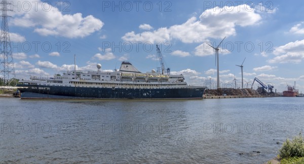 Astoria, cruise ship originally transatlantic ocean liner MS Stockholm, to be dismantled by ship scrapping company Galloo in Ghent seaport, Belgium