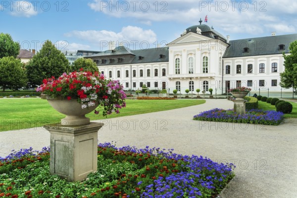 North side with baroque garden of Grassalkovich Palace, Presidential Palace, seat of the President of the Slovak Republic, Bratislava, Slovakia