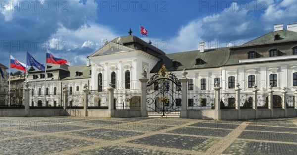 South side of Grassalkovich Palace, Presidential Palace, seat of the President of the Slovak Republic, Bratislava, Slovakia