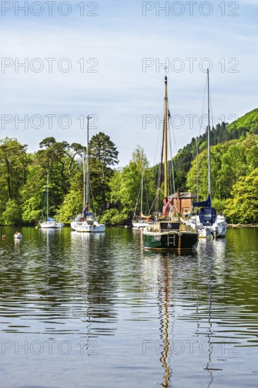 Boats on Windermere Lake, Fell Foot Park, Lake District, Cumbria, England, United Kingdom